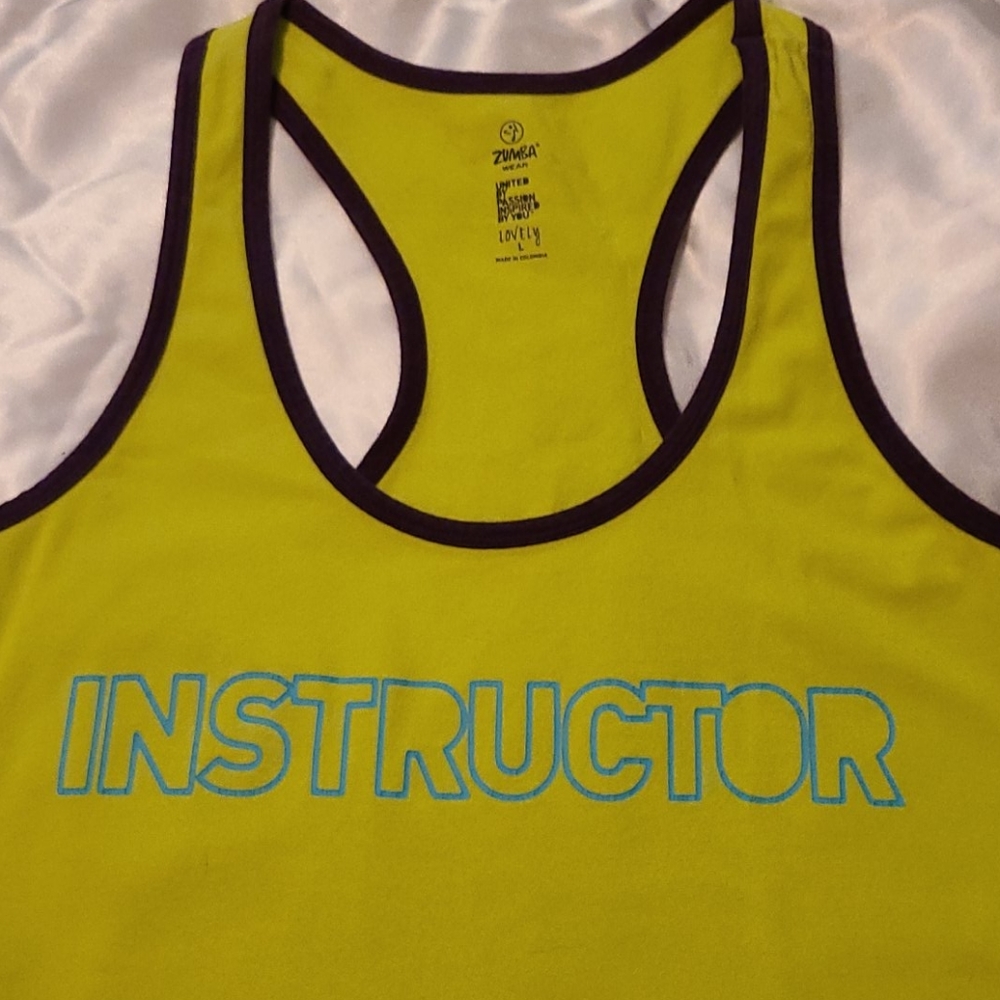 Zumba wear lime instructor tank top L lovely